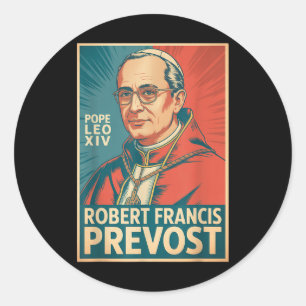 Sticker Rond Dieu Béni Pape Leo Xiv Pape Leo Xiv Chemise Pape L