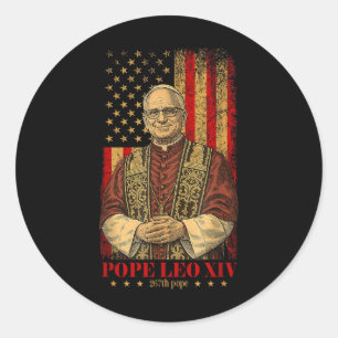 Sticker Rond Dieu Béni Pape Leo Xiv Pape Leo Xiv Chemise Pape L