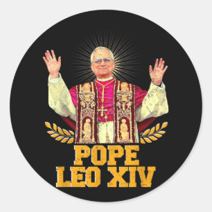 Sticker Rond Dieu Béni Pape Leo Xiv Pape Leo Xiv Chemise Pape L