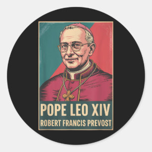 Sticker Rond Dieu Béni Pape Leo Xiv Pape Leo Xiv Chemise Pape L