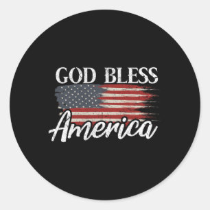 Sticker Rond Dieu bénisse l'Amérique 4 juillet patriotique Usa