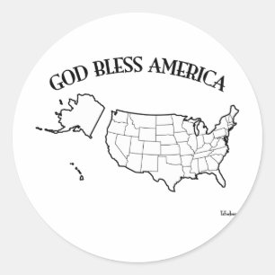Sticker Rond DIEU BÉNISSE L'AMÉRIQUE avec le contour américain