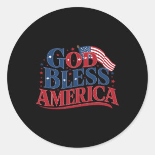 Sticker Rond Dieu bénisse l'Amérique Drapeau États-Unis 4 juill