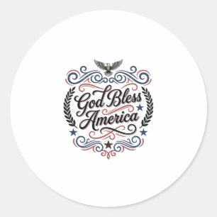 Sticker Rond Dieu bénisse l'Amérique T-Shirt vintage patriotiqu