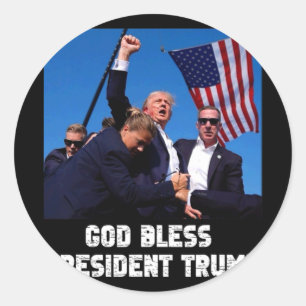 Sticker Rond Dieu Bénisse Le Président Trump Pour Le Fan De Sou