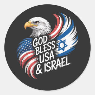 Sticker Rond Dieu bénisse les États-Unis d'Amérique Israël