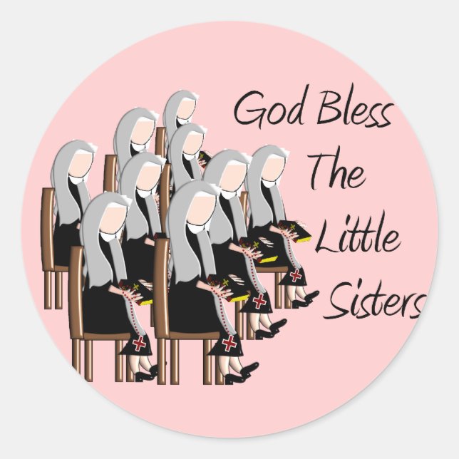 Sticker Rond Dieu Bénisse Les Petites Soeurs (Devant)