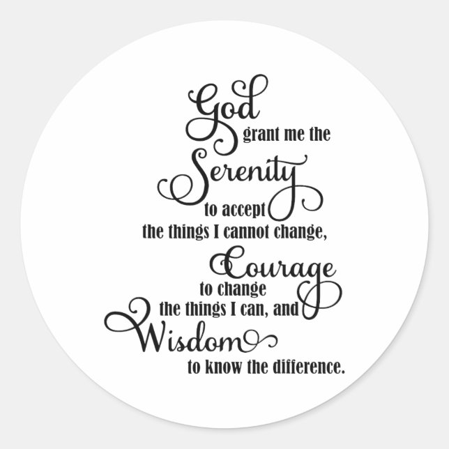 Sticker Rond Dieu Chrétien Donne-Moi La Sérénité D'Accepter De  (Devant)