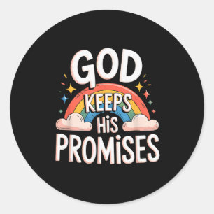 Sticker Rond Dieu chrétien tient ses promesses Nuages arc-en-ci
