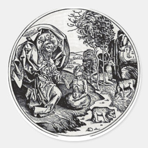 Sticker Rond Dieu crée l'homme