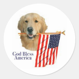 Sticker Rond Dieu de golden retriever bénissent l'autocollant