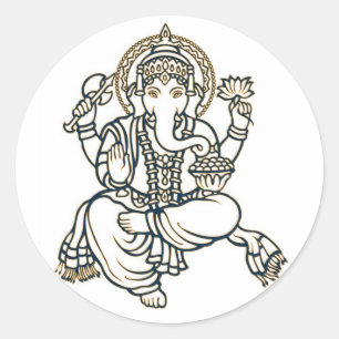 Sticker Rond Dieu de la déité hindoue de Ganesha