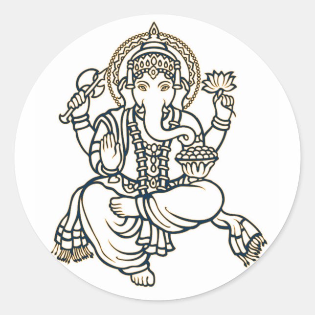 Sticker Rond Dieu de la déité hindoue de Ganesha (Devant)