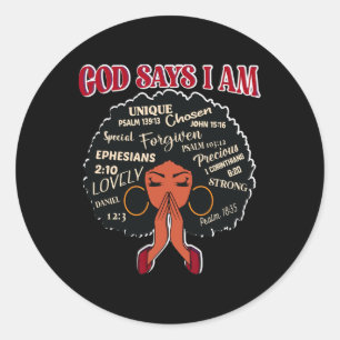 Sticker Rond Dieu Dit Que Je Suis Afro Africaine Nubienne Femme