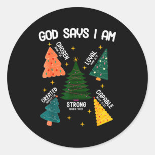 Sticker Rond Dieu dit que je suis amoureux de l'arbre de Noël H