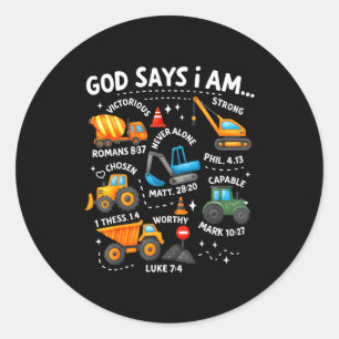 Sticker Rond Dieu dit que je suis chrétien Bible Versets Garçon