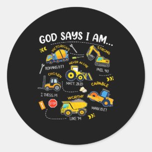Sticker Rond Dieu dit que je suis chrétien Bible Versets Garçon