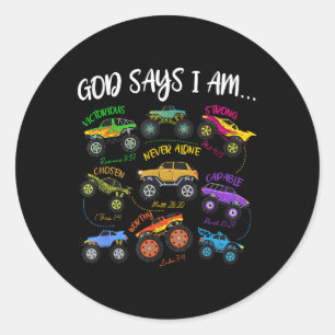 Sticker Rond Dieu dit que je suis Chrétien Camion de Pâques Gar