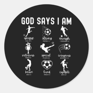 Sticker Rond Dieu dit que je suis un verset biblique chrétien S