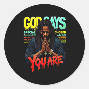 Sticker Rond Dieu dit que les hommes noirs sont le jour de l'ém