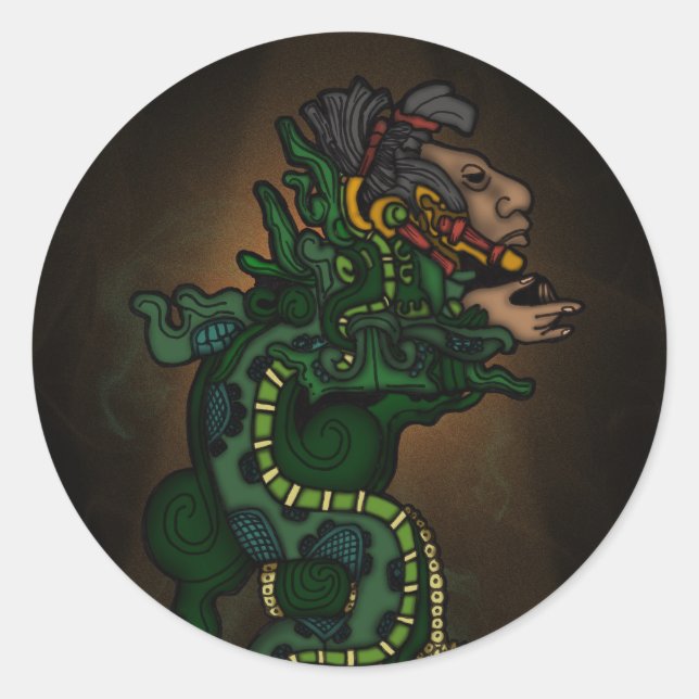 Sticker Rond Dieu du Serpent Maya (Devant)
