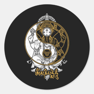 Sticker Rond Dieu éléphant de yoga Ganesh Ganesha Indien Yin Ya