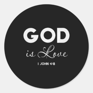 Sticker Rond Dieu est amour 1 Jean 4_8 verset biblique chrétien