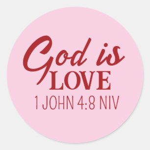 Sticker Rond Dieu est amour Sainte Bible Verse Foi chrétienne R