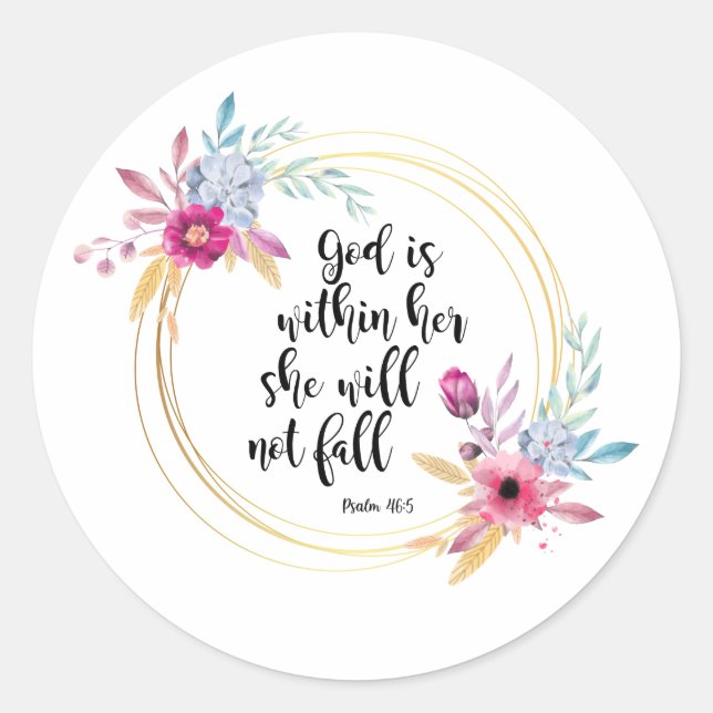 Sticker Rond Dieu est dans son psaume 46:5 (Devant)