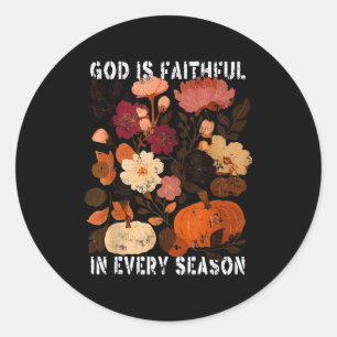 Sticker Rond Dieu Est Fidèle En Toute Saison Citrouille Jésus Q