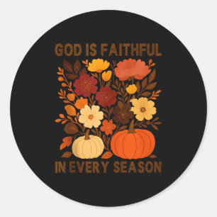 Sticker Rond Dieu Est Fidèle En Toute Saison, Floral Automne