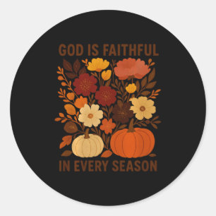 Sticker Rond Dieu Est Fidèle En Toute Saison, Floral Automne Au