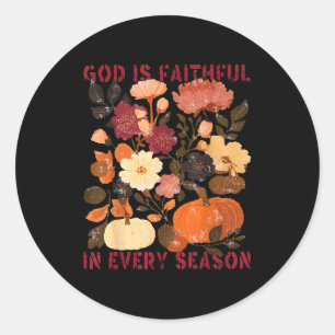 Sticker Rond Dieu Est Fidèle En Toute Saison Floral Automne Chr