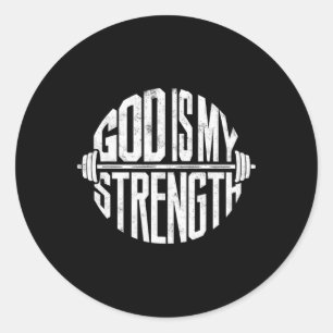 Sticker Rond Dieu Est Ma Force Foi Chrétienne Gym Entraînement