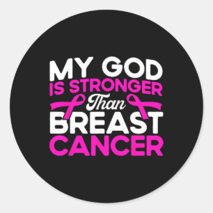 Sticker Rond Dieu est plus fort Conscience du cancer du sein ro