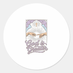 Sticker Rond Dieu Est Plus Grand Chemise À Gravure Vintage Chré