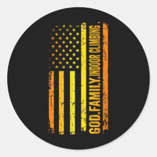 Sticker Rond Dieu Famille Escalade Intérieure Drapeau Américain