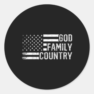 Sticker Rond Dieu Famille Pays - Drapeau américain chrétien pat