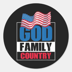 Sticker Rond Dieu Famille Pays Soldat Patriot US Mémoire du dra
