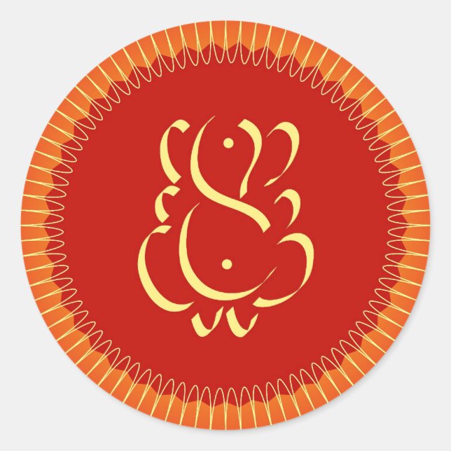 Sticker Rond Dieu Ganesha avec rayons du soleil (Devant)