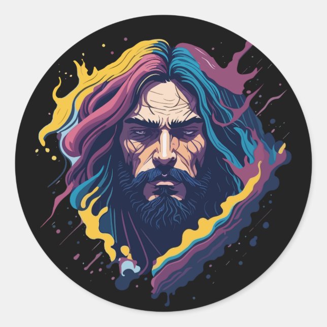 Sticker Rond Dieu Jésus Christ (Devant)