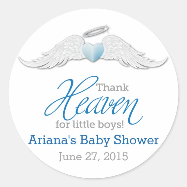 Sticker Rond Dieu merci pour le Baby shower des petits garçons (Devant)