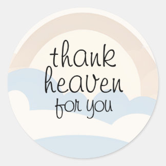 Sticker Rond Dieu merci pour vous | Nuages neutres et bleu