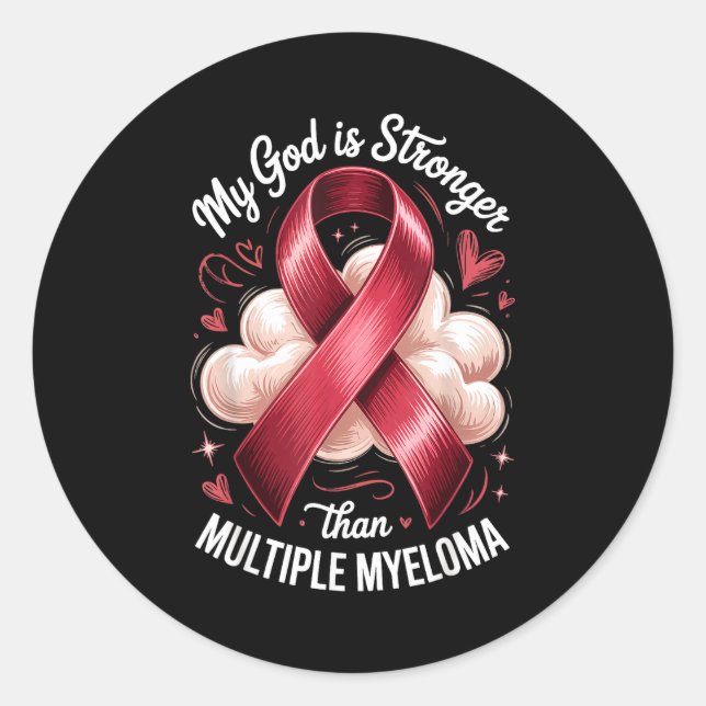 Sticker Rond Dieu plus fort que le myélome multiple (Devant)