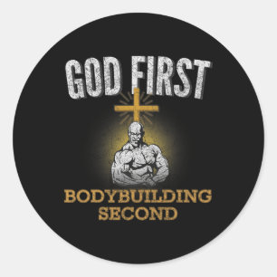 Sticker Rond Dieu premier Bodybuilding Deuxième Christian Gym W