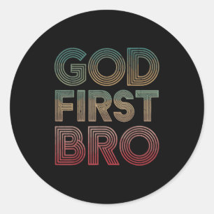 Sticker Rond Dieu premier garçon jeunesse Frère drôle chrétien 