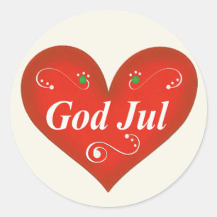 Sticker Rond Dieu scandinave Jul Coeur de Noël