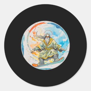 Sticker Rond Dieu Snowboard Avec Jésus Christ Prière Lord Chu