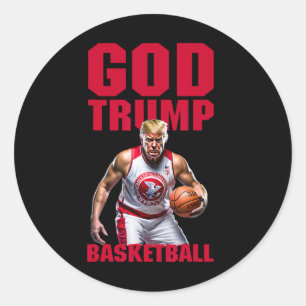 Sticker Rond Dieu Trump Squelette Drôle Trump Patriotique Répub