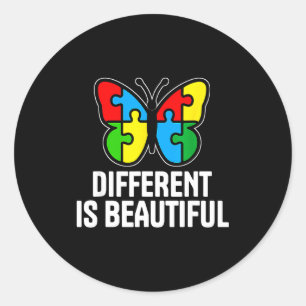 Sticker Rond Différent est beau mois de la sensibilisation à l'